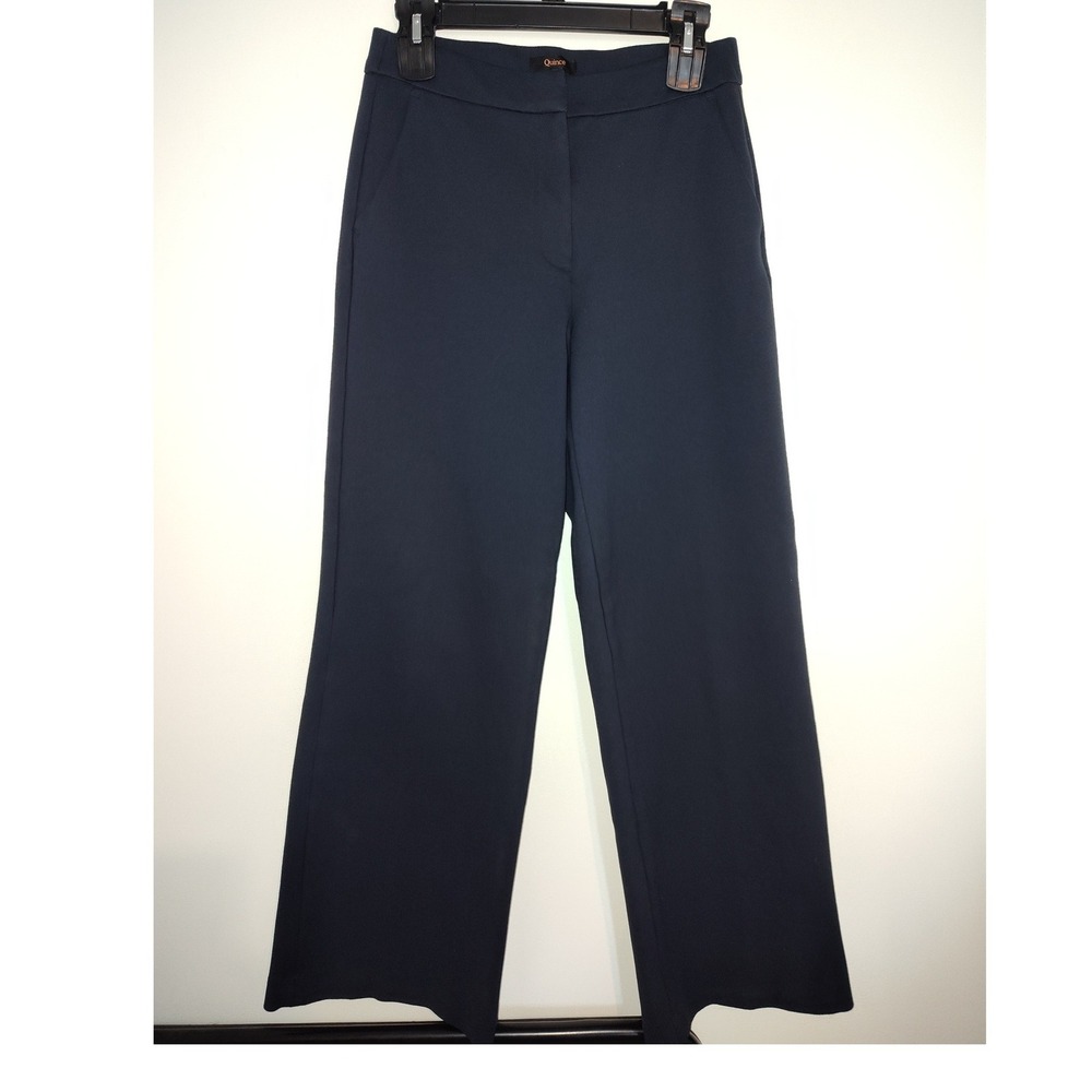 Quince Ultra-Stretch Ponte Trouser Navy Blue Wide Leg Pants Size 6